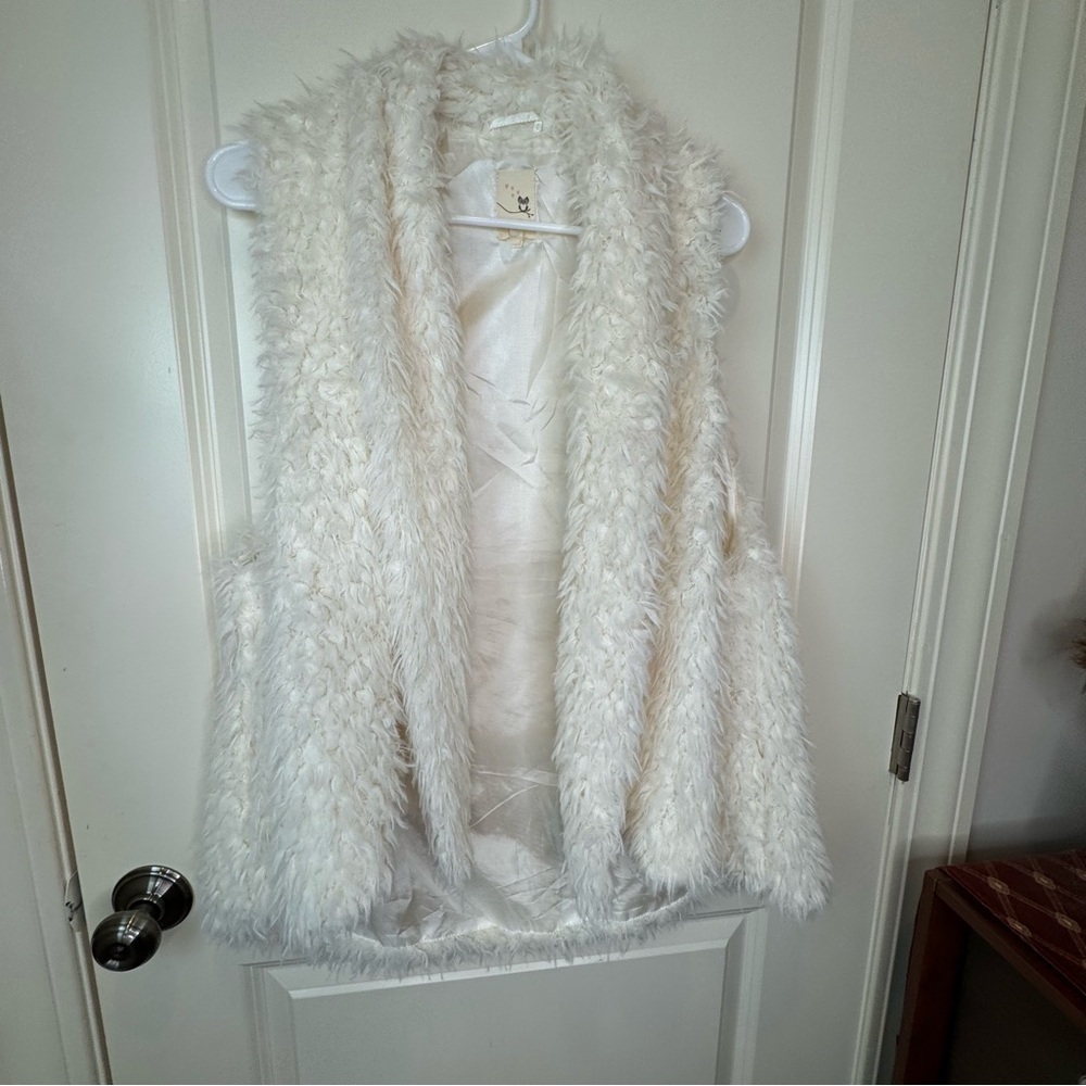 Pink Owl Faux Fur Swing Vest Ivory Size L - Picture 2 of 14